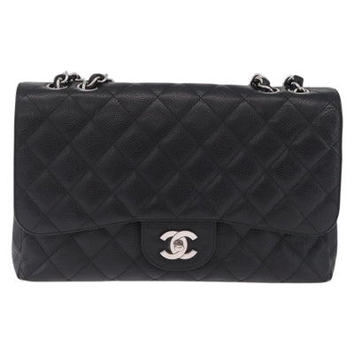 CHANEL Chain Matelasse 30 Bag Caviar Skin Black Silver CC Auth 210527SAV - 0