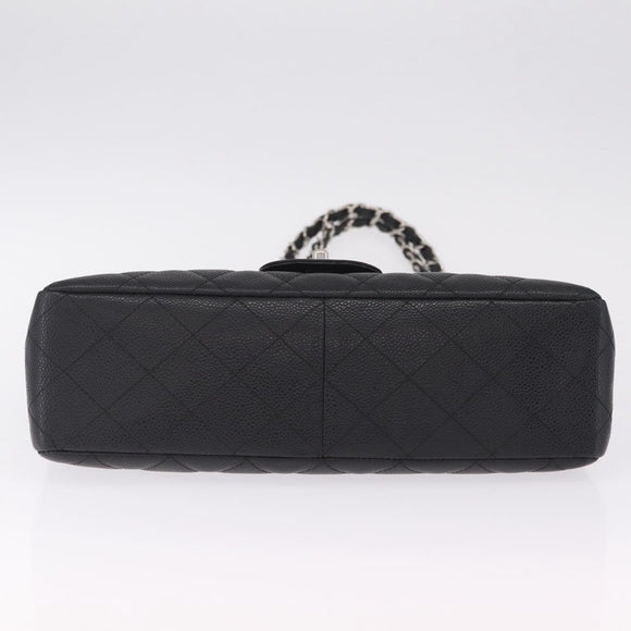 CHANEL Chain Matelasse 30 Bag Caviar Skin Black Silver CC Auth 210527SAV