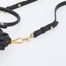 Miu Miu Hand Bag Vittero Dino Leather 2way Black Gold Auth 210529V-11