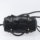 Miu Miu Hand Bag Vittero Dino Leather 2way Black Gold Auth 210529V-12