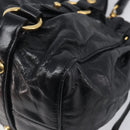 Miu Miu Hand Bag Vittero Dino Leather 2way Black Gold Auth 210529V-13