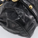 Miu Miu Hand Bag Vittero Dino Leather 2way Black Gold Auth 210529V-14