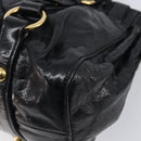 Miu Miu Hand Bag Vittero Dino Leather 2way Black Gold Auth 210529V-15