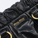 Miu Miu Hand Bag Vittero Dino Leather 2way Black Gold Auth 210529V-18