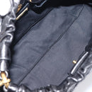 Miu Miu Hand Bag Vittero Dino Leather 2way Black Gold Auth 210529V-20