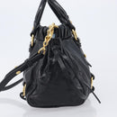 Miu Miu Hand Bag Vittero Dino Leather 2way Black Gold Auth 210529V-4