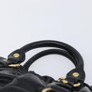 Miu Miu Hand Bag Vittero Dino Leather 2way Black Gold Auth 210529V-8