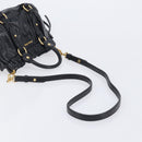 Miu Miu Hand Bag Vittero Dino Leather 2way Black Gold Auth 210529V-9