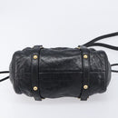 Miu Miu Hand Bag Vittero Dino Leather 2way Black Gold Auth 210530V-12