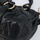Miu Miu Hand Bag Vittero Dino Leather 2way Black Gold Auth 210530V-13