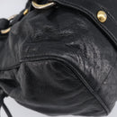 Miu Miu Hand Bag Vittero Dino Leather 2way Black Gold Auth 210530V-14