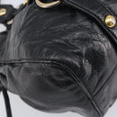 Miu Miu Hand Bag Vittero Dino Leather 2way Black Gold Auth 210530V-16