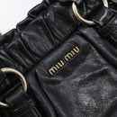 Miu Miu Hand Bag Vittero Dino Leather 2way Black Gold Auth 210530V-18