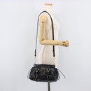 Miu Miu Hand Bag Vittero Dino Leather 2way Black Gold Auth 210530V-25