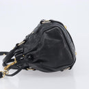 Miu Miu Hand Bag Vittero Dino Leather 2way Black Gold Auth 210530V-5