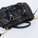 Miu Miu Hand Bag Vittero Dino Leather 2way Black Gold Auth 210530V-6