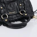 Miu Miu Hand Bag Vittero Dino Leather 2way Black Gold Auth 210530V-7