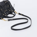 Miu Miu Hand Bag Vittero Dino Leather 2way Black Gold Auth 210530V-9