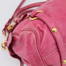 Miu Miu Hand Bag Vittero Dino Leather 2way Pink Gold Auth 210532V-13