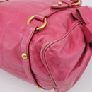 Miu Miu Hand Bag Vittero Dino Leather 2way Pink Gold Auth 210532V-14