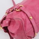 Miu Miu Hand Bag Vittero Dino Leather 2way Pink Gold Auth 210532V-15