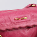 Miu Miu Hand Bag Vittero Dino Leather 2way Pink Gold Auth 210532V-16