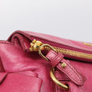 Miu Miu Hand Bag Vittero Dino Leather 2way Pink Gold Auth 210532V-17