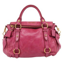 Miu Miu Hand Bag Vittero Dino Leather 2way Pink Gold Auth 210532V-2