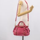 Miu Miu Hand Bag Vittero Dino Leather 2way Pink Gold Auth 210532V-25