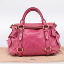 Miu Miu Hand Bag Vittero Dino Leather 2way Pink Gold Auth 210532V-26