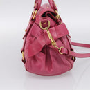Miu Miu Hand Bag Vittero Dino Leather 2way Pink Gold Auth 210532V-4