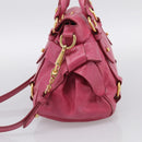 Miu Miu Hand Bag Vittero Dino Leather 2way Pink Gold Auth 210532V-5