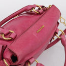 Miu Miu Hand Bag Vittero Dino Leather 2way Pink Gold Auth 210532V-6