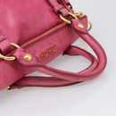 Miu Miu Hand Bag Vittero Dino Leather 2way Pink Gold Auth 210532V-7