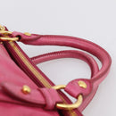 Miu Miu Hand Bag Vittero Dino Leather 2way Pink Gold Auth 210532V-8