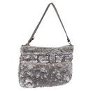 Salvatore Ferragamo Mini Pouch Sequin Silver Auth 210533A-1