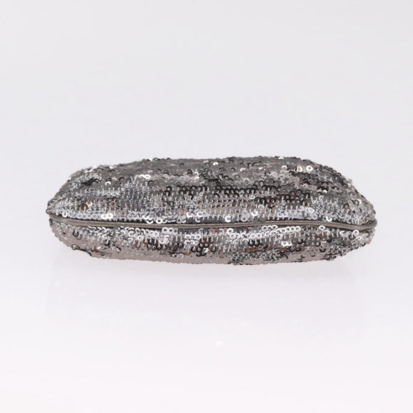 Salvatore Ferragamo Mini Pouch Sequin Silver Auth 210533A
