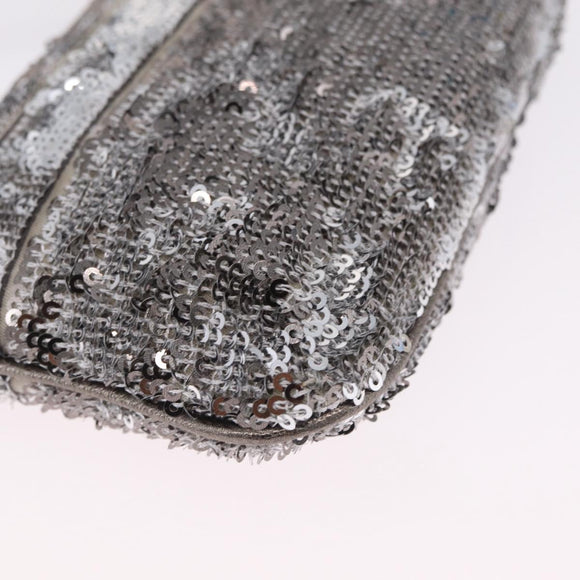 Salvatore Ferragamo Mini Pouch Sequin Silver Auth 210533A