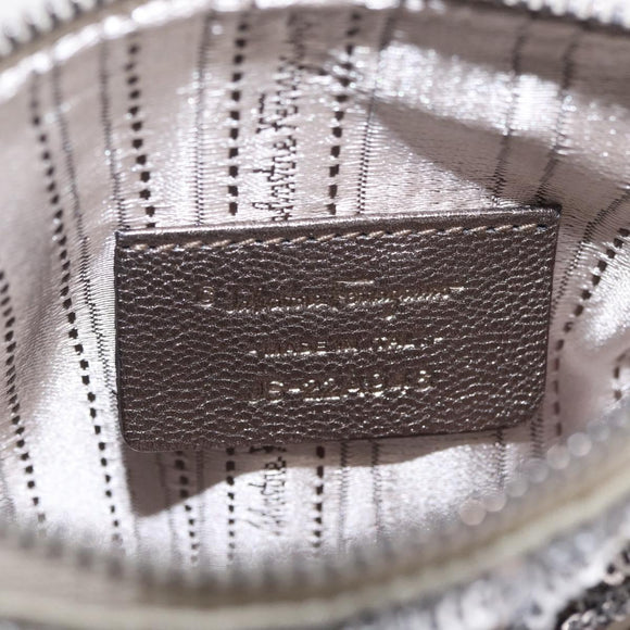 Salvatore Ferragamo Mini Pouch Sequin Silver Auth 210533A