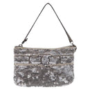 Salvatore Ferragamo Mini Pouch Sequin Silver Auth 210533A-2
