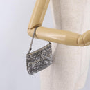 Salvatore Ferragamo Mini Pouch Sequin Silver Auth 210533A-20