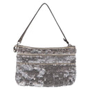 Salvatore Ferragamo Mini Pouch Sequin Silver Auth 210533A-3
