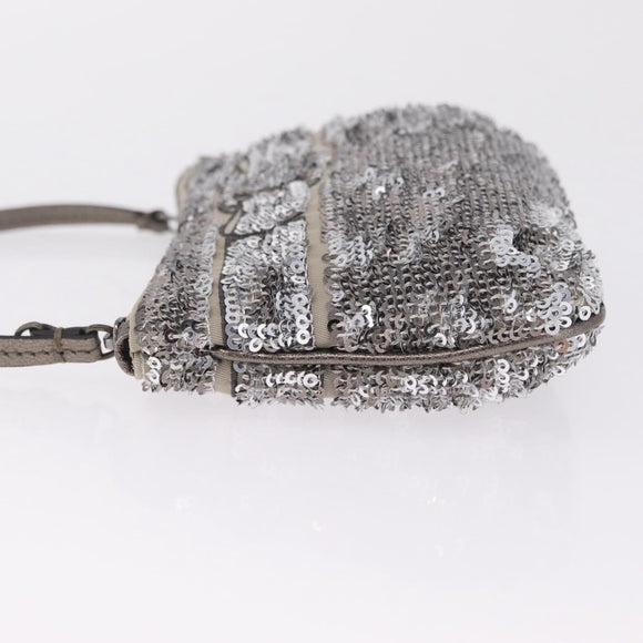 Salvatore Ferragamo Mini Pouch Sequin Silver Auth 210533A
