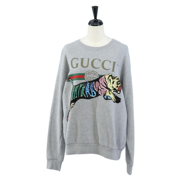 GUCCI Trainer Cotton Gray Auth 210537M