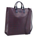GUCCI Hand Bag Leather 2way Navy Silver Auth 210600M-1