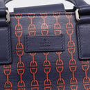 GUCCI Hand Bag Leather 2way Navy Silver Auth 210600M-16