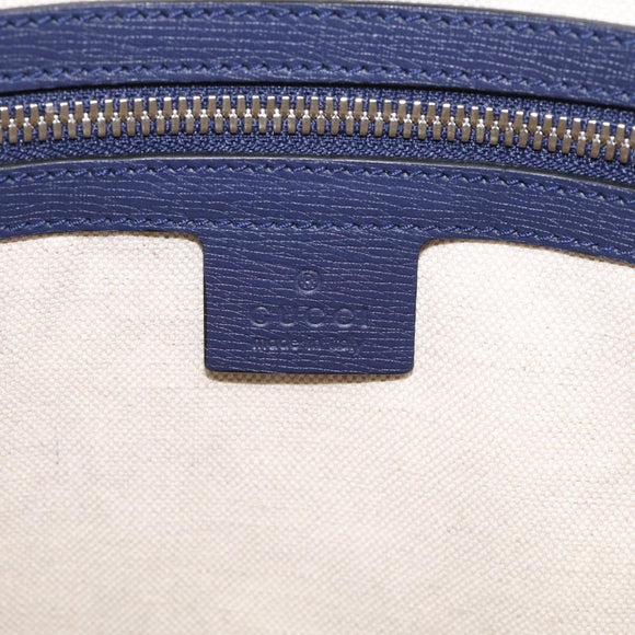 GUCCI Hand Bag Leather 2way Navy Silver Auth 210600M