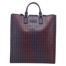 GUCCI Hand Bag Leather 2way Navy Silver Auth 210600M-2
