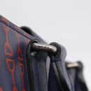 GUCCI Hand Bag Leather 2way Navy Silver Auth 210600M-24