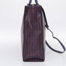 GUCCI Hand Bag Leather 2way Navy Silver Auth 210600M-4